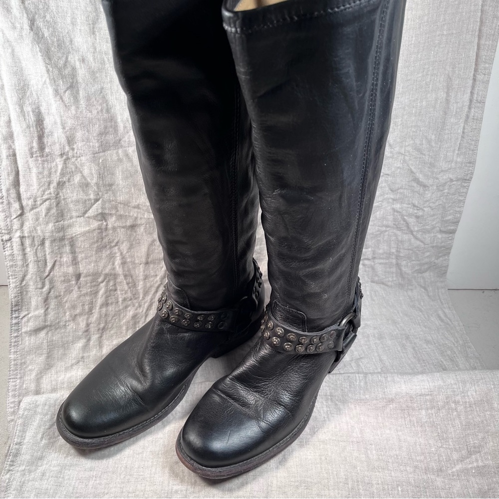 Frye Phillip Harness tall back zip boots 7